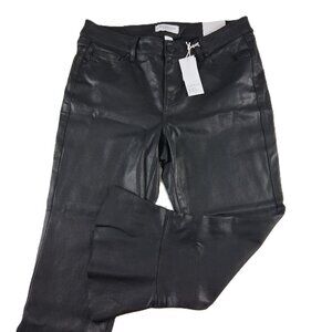 Lane Bryant Super Stretch Skinny Jean Women's Size 14 Black Coated Ruffle Hem
